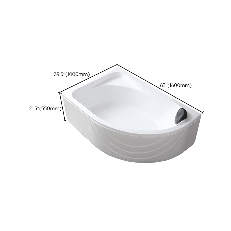 Modern White Corner Bath Acrylic Center-Back Soaking Bathtub