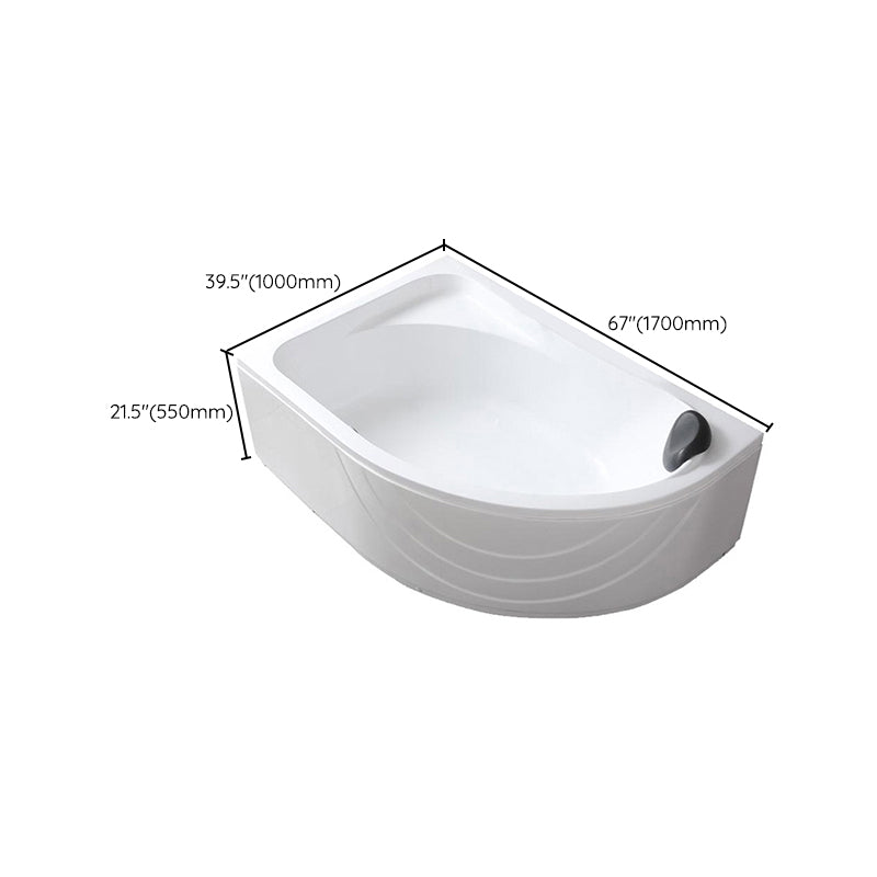 Modern White Corner Bath Acrylic Center-Back Soaking Bathtub