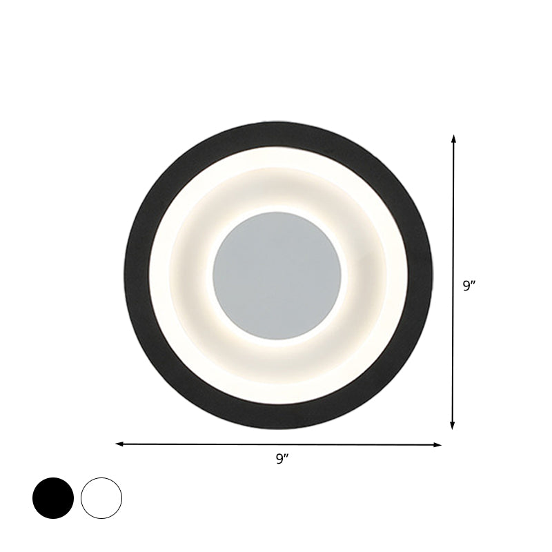 Lámpara de pared acrílica de LED de círculo blanco y negro para sala de estar para sala de estar para sala de estar