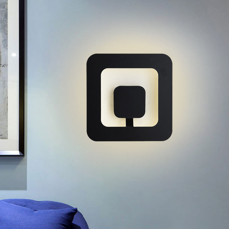 Minimalisme carré d'applique de lampe de lampe de la lampe à la lampe 7 "/ 9" de largeur LED Idées d'éclairage mural en noir