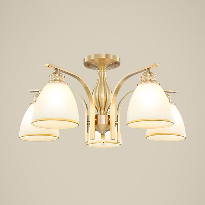American Style Ceiling Light Cone Shape Ceiling Lamp with Glass Shade for Bedroom