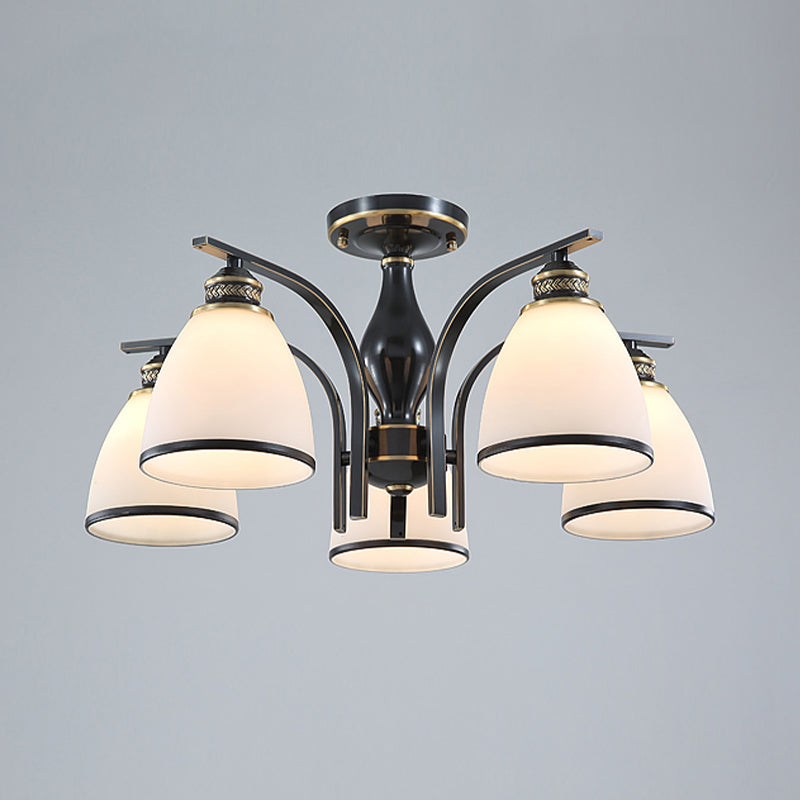 American Style Ceiling Light Cone Shape Ceiling Lamp with Glass Shade for Bedroom