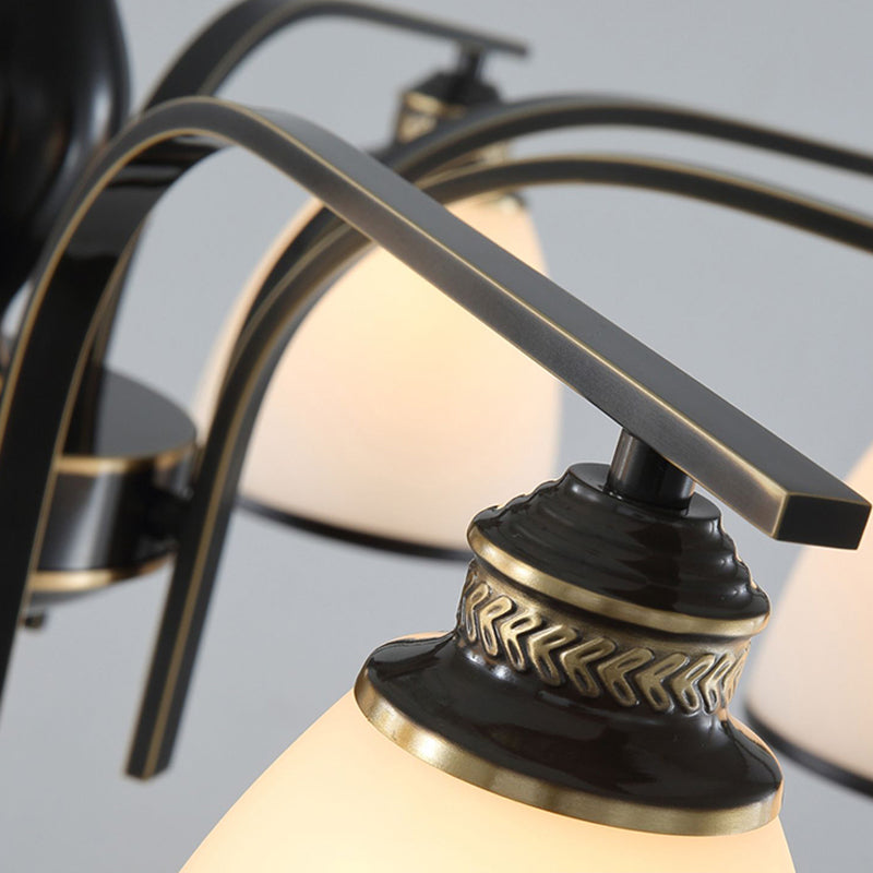 American Style Ceiling Light Cone Shape Ceiling Lamp with Glass Shade for Bedroom