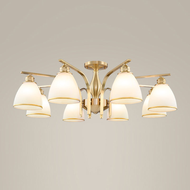 American Style Ceiling Light Cone Shape Ceiling Lamp with Glass Shade for Bedroom