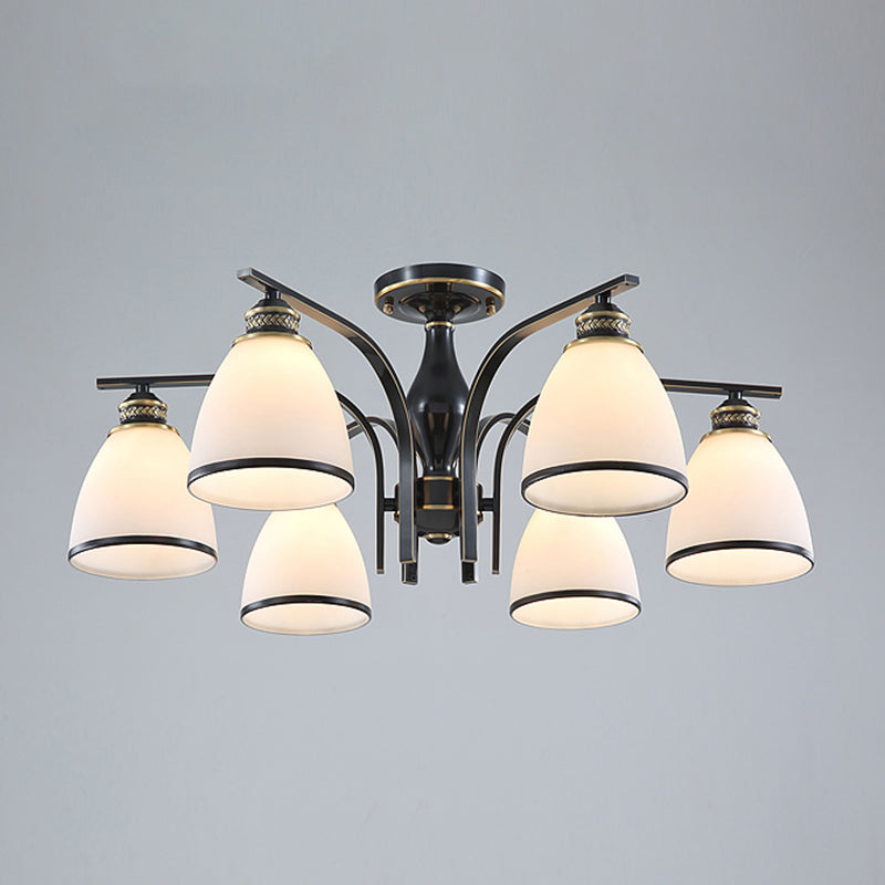 American Style Ceiling Light Cone Shape Ceiling Lamp with Glass Shade for Bedroom