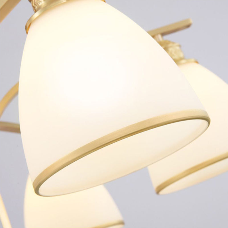 American Style Ceiling Light Cone Shape Ceiling Lamp with Glass Shade for Bedroom