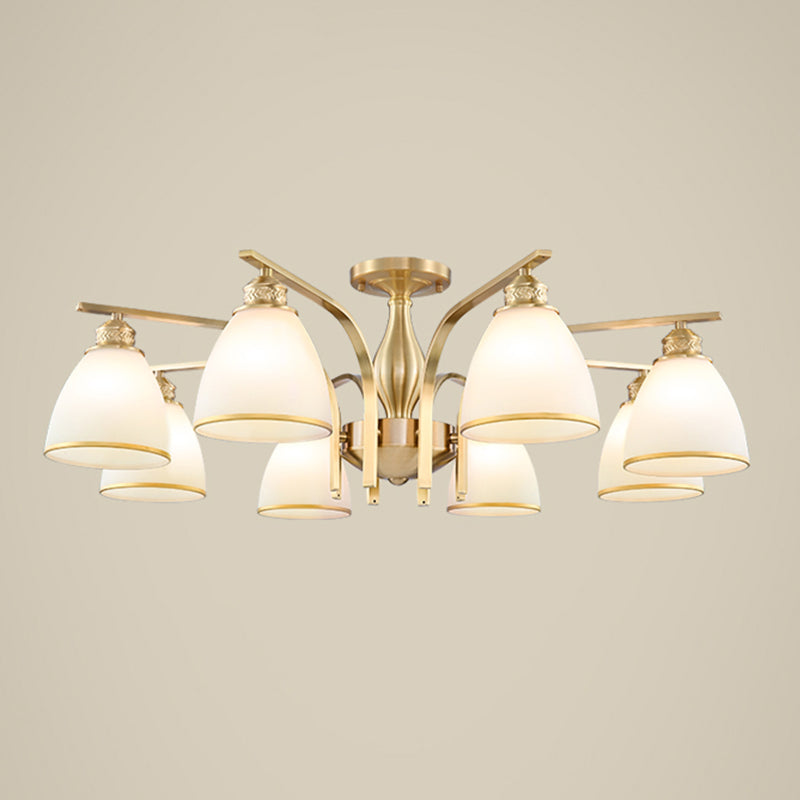 American Style Ceiling Light Cone Shape Ceiling Lamp with Glass Shade for Bedroom