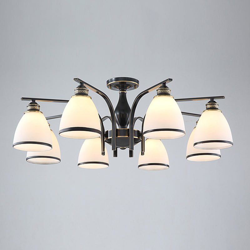 American Style Ceiling Light Cone Shape Ceiling Lamp with Glass Shade for Bedroom