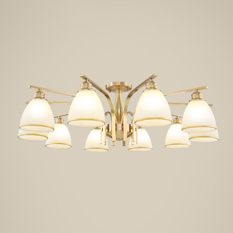American Style Ceiling Light Cone Shape Ceiling Lamp with Glass Shade for Bedroom
