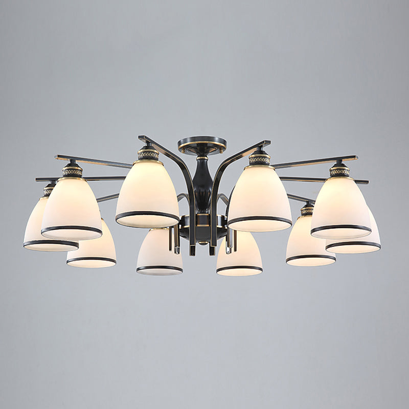 American Style Ceiling Light Cone Shape Ceiling Lamp with Glass Shade for Bedroom