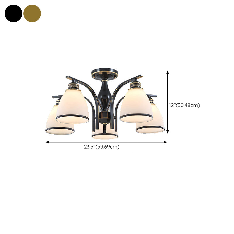 American Style Ceiling Light Cone Shape Ceiling Lamp with Glass Shade for Bedroom