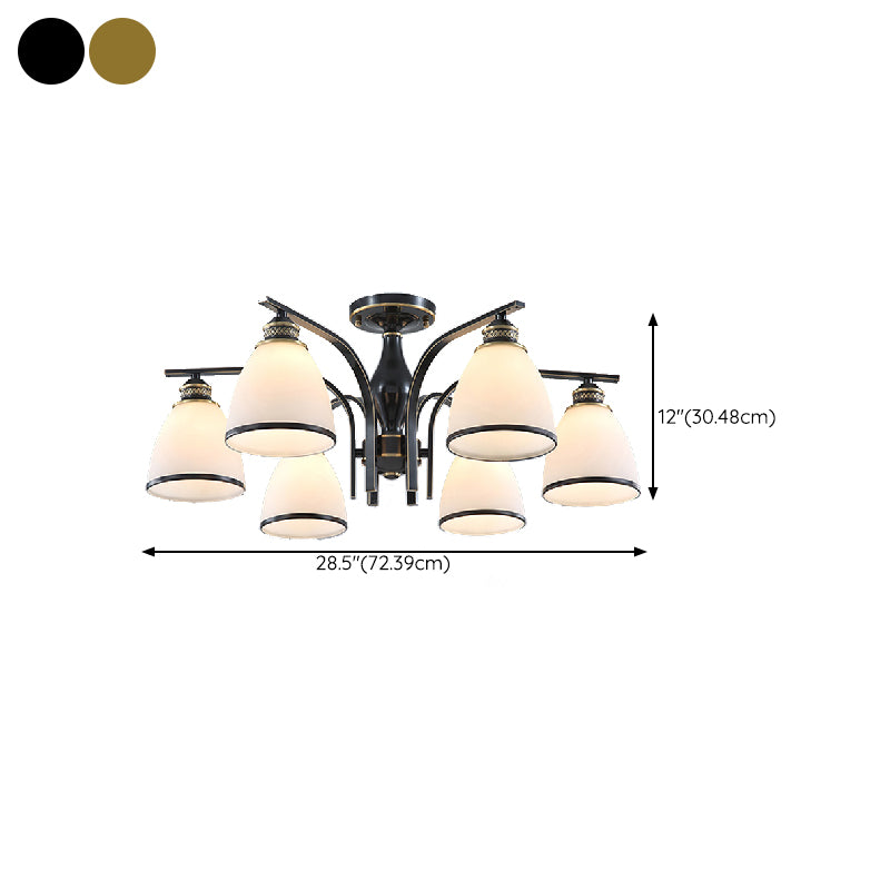American Style Ceiling Light Cone Shape Ceiling Lamp with Glass Shade for Bedroom