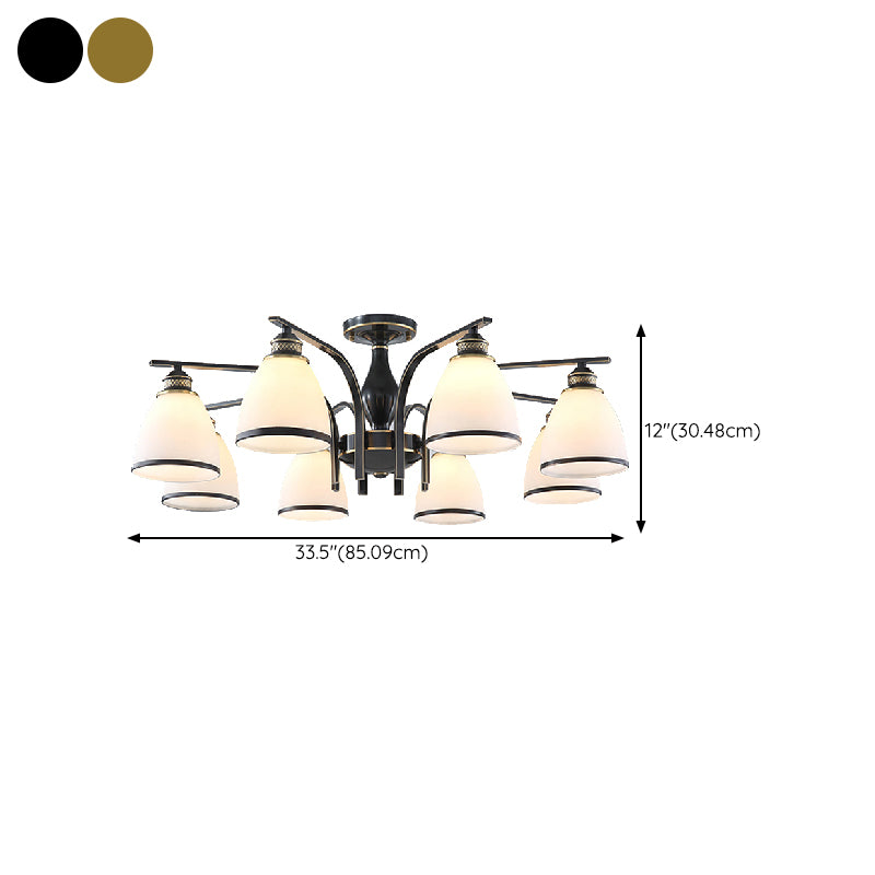 American Style Ceiling Light Cone Shape Ceiling Lamp with Glass Shade for Bedroom