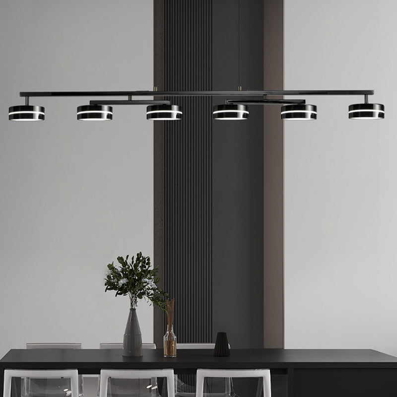 Metal and Acrylic Kitchen Island Fixture in Black LED Linear 5 / 6 - Head Pendant Ceiling