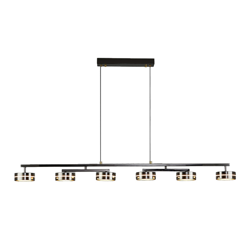 Metal and Acrylic Kitchen Island Fixture in Black LED Linear 5 / 6 - Head Pendant Ceiling