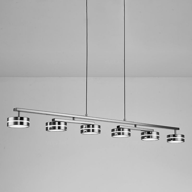 Metal and Acrylic Kitchen Island Fixture in Black LED Linear 5 / 6 - Head Pendant Ceiling