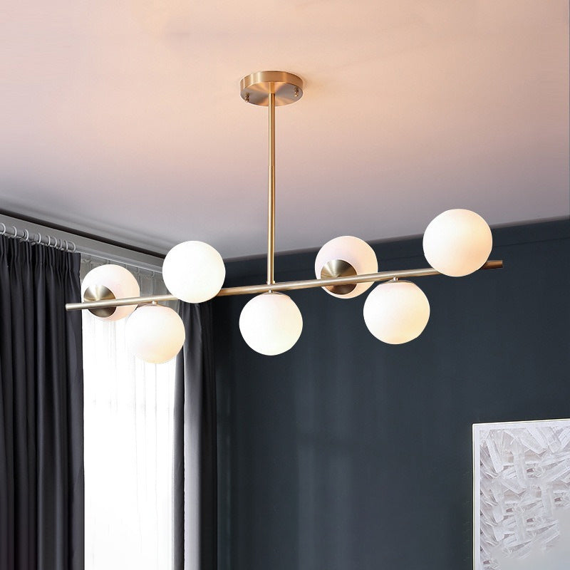 Ball Shape Glass Chandelier Modern Style 7 Lights Island Ceiling Light in Gold