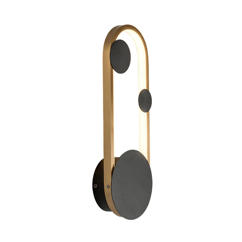 Metallic Arc Shaped Wall Sconce Lighting Post-Modern LED Wall Lamp Fixture in Black and Gold, Warm/White Light