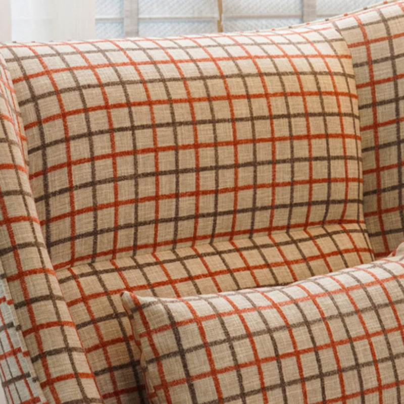 Fabric Lounge Chair Flared Arms Plaid Side Chair with Black Legs