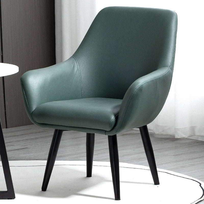 Fixed Back Lounge Chair Solid Color Barrel Chair with Black Legs