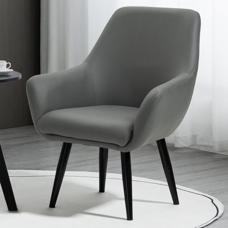 Fixed Back Lounge Chair Solid Color Barrel Chair with Black Legs