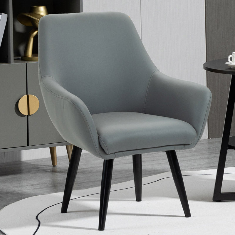 Fixed Back Lounge Chair Solid Color Barrel Chair with Black Legs
