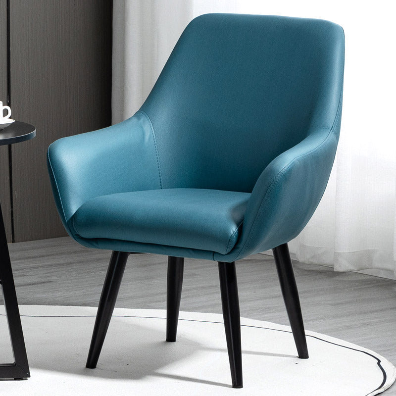 Fixed Back Lounge Chair Solid Color Barrel Chair with Black Legs