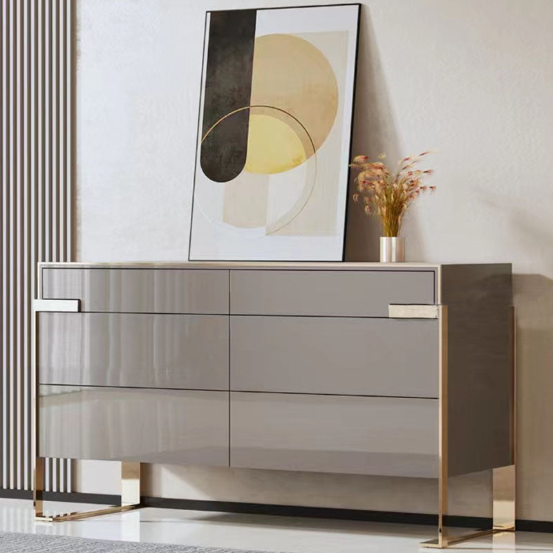 Modern Storage Double Dresser White/Gray Wood Dresser Drawers for Home