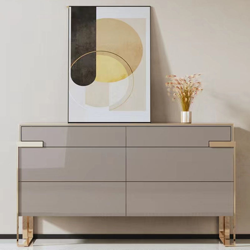 Modern Storage Double Dresser White/Gray Wood Dresser Drawers for Home