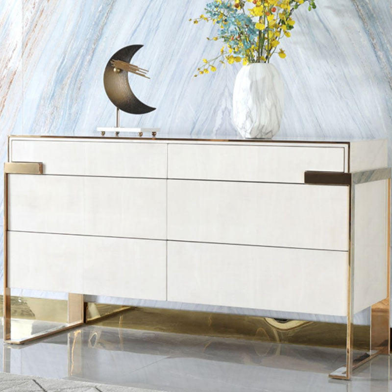 Modern Storage Double Dresser White/Gray Wood Dresser Drawers for Home