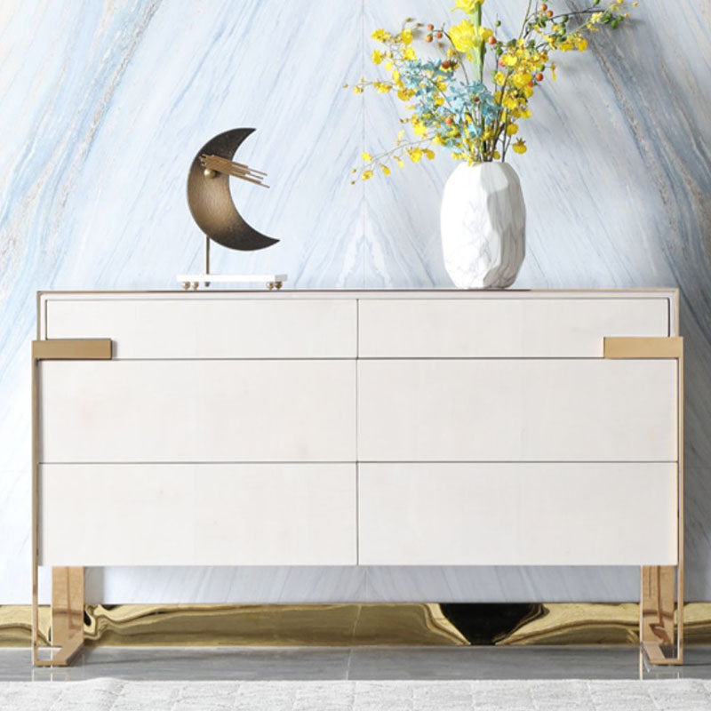 Modern Storage Double Dresser White/Gray Wood Dresser Drawers for Home