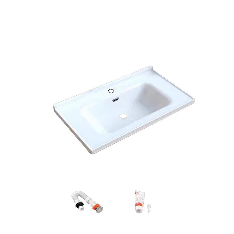 Modern Bathroom Sink Porcelain with Overflow Drop-in Bathroom Sink(Not Included Faucet)