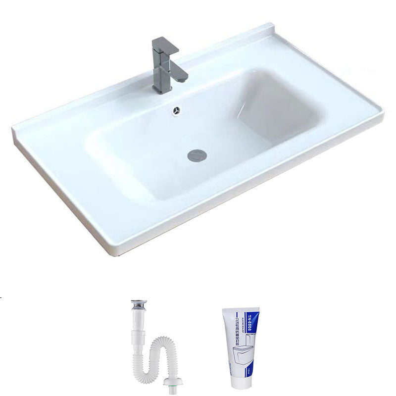 Modern Bathroom Sink Porcelain with Overflow Drop-in Bathroom Sink(Not Included Faucet)
