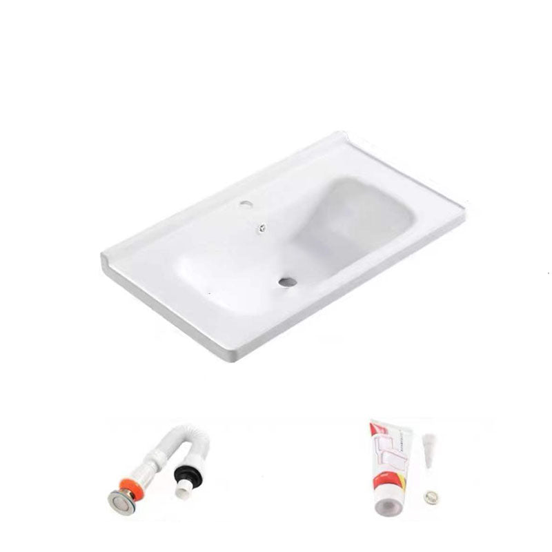 Modern Bathroom Sink Porcelain with Overflow Drop-in Bathroom Sink(Not Included Faucet)