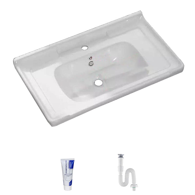 Modern Bathroom Sink Porcelain with Overflow Drop-in Bathroom Sink(Not Included Faucet)