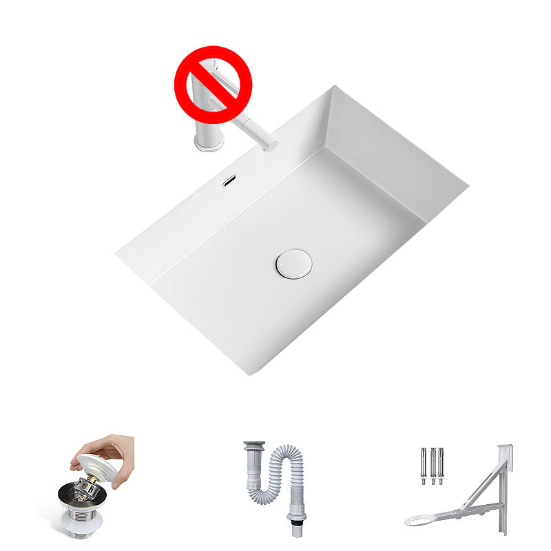 Modern Undermount Bathroom Sink Porcelain with Overflow and Faucet Basin Sink