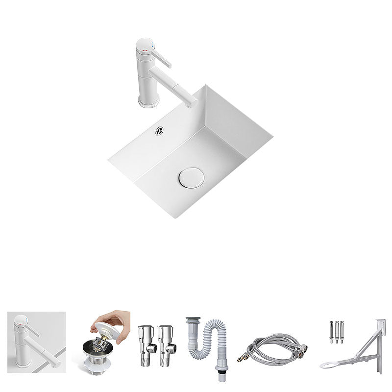 Modern Undermount Bathroom Sink Porcelain with Overflow and Faucet Basin Sink