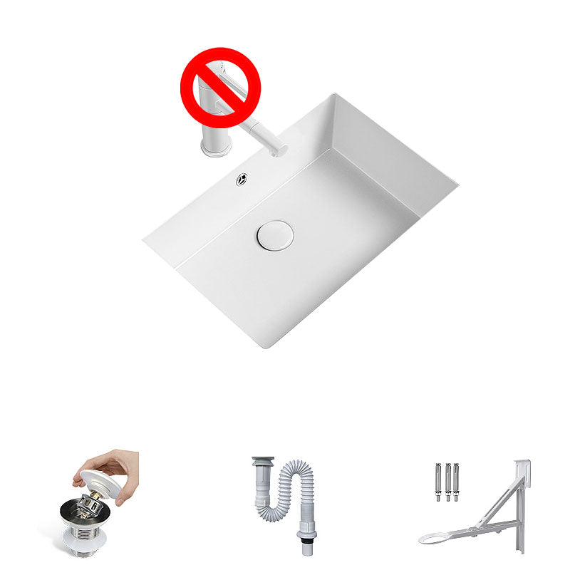 Modern Undermount Bathroom Sink Porcelain with Overflow and Faucet Basin Sink