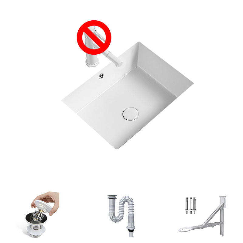 Modern Undermount Bathroom Sink Porcelain with Overflow and Faucet Basin Sink