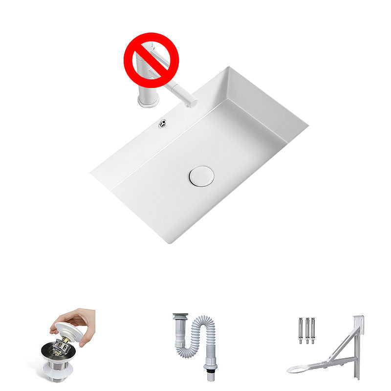 Modern Undermount Bathroom Sink Porcelain with Overflow and Faucet Basin Sink