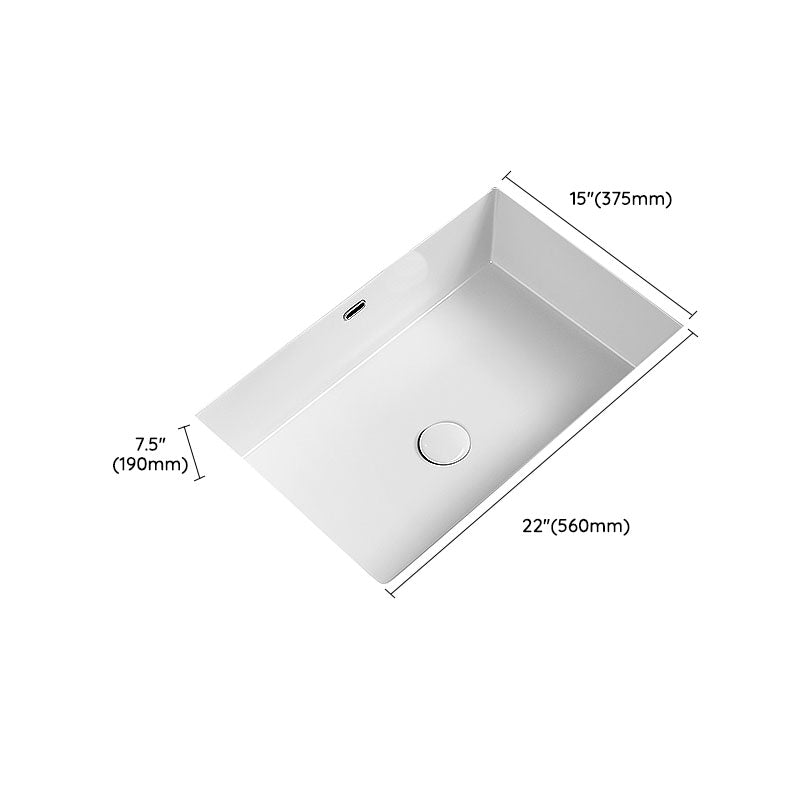 Modern Undermount Bathroom Sink Porcelain with Overflow and Faucet Basin Sink