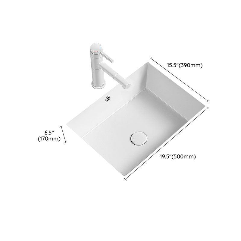 Modern Undermount Bathroom Sink Porcelain with Overflow and Faucet Basin Sink