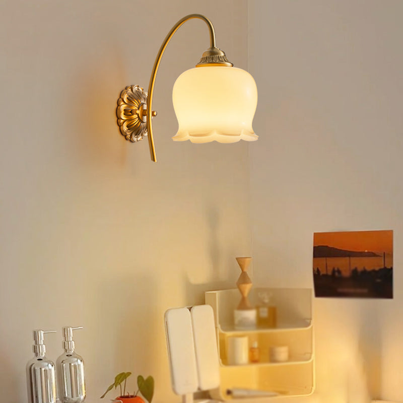 Solid Brass and Resin Wall Sconce in Gold & White 1 - Light Wall Lighting