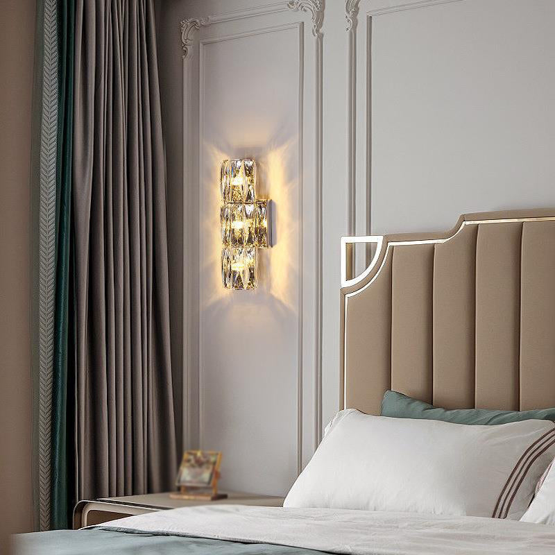 Crystal Cylinder Shape Wall Lighting Modern Style Multi Lights Wall Light Sconce