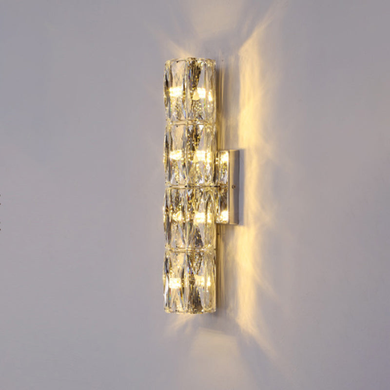 Crystal Cylinder Shape Wall Lighting Modern Style Multi Lights Wall Light Sconce