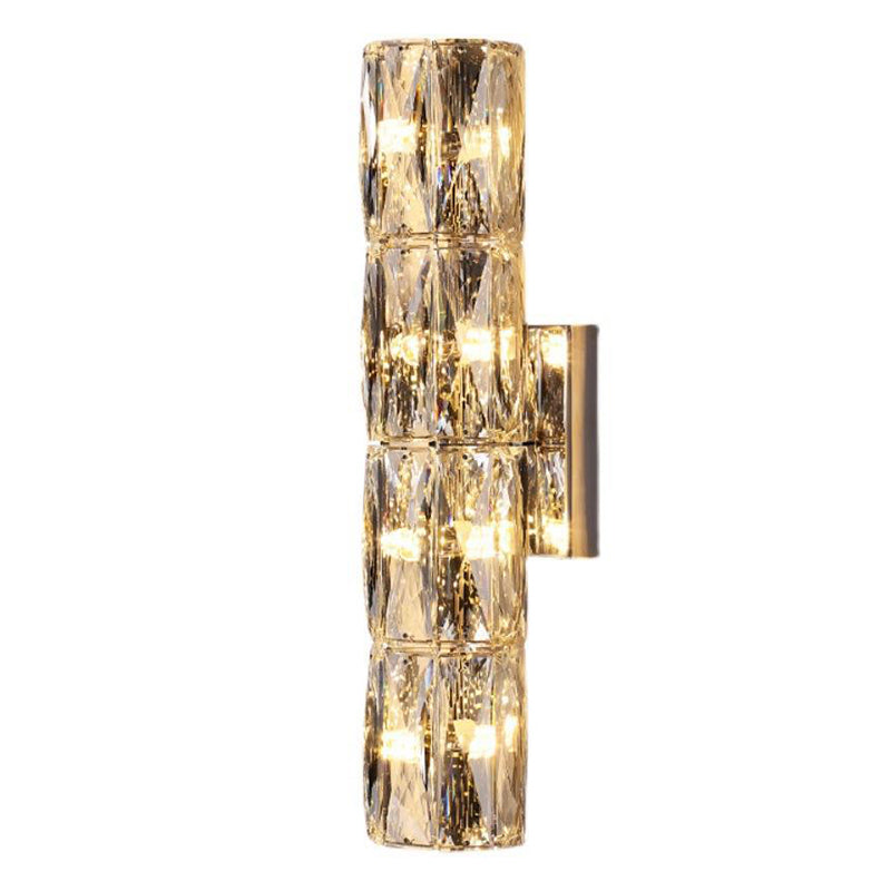 Crystal Cylinder Shape Wall Lighting Modern Style Multi Lights Wall Light Sconce