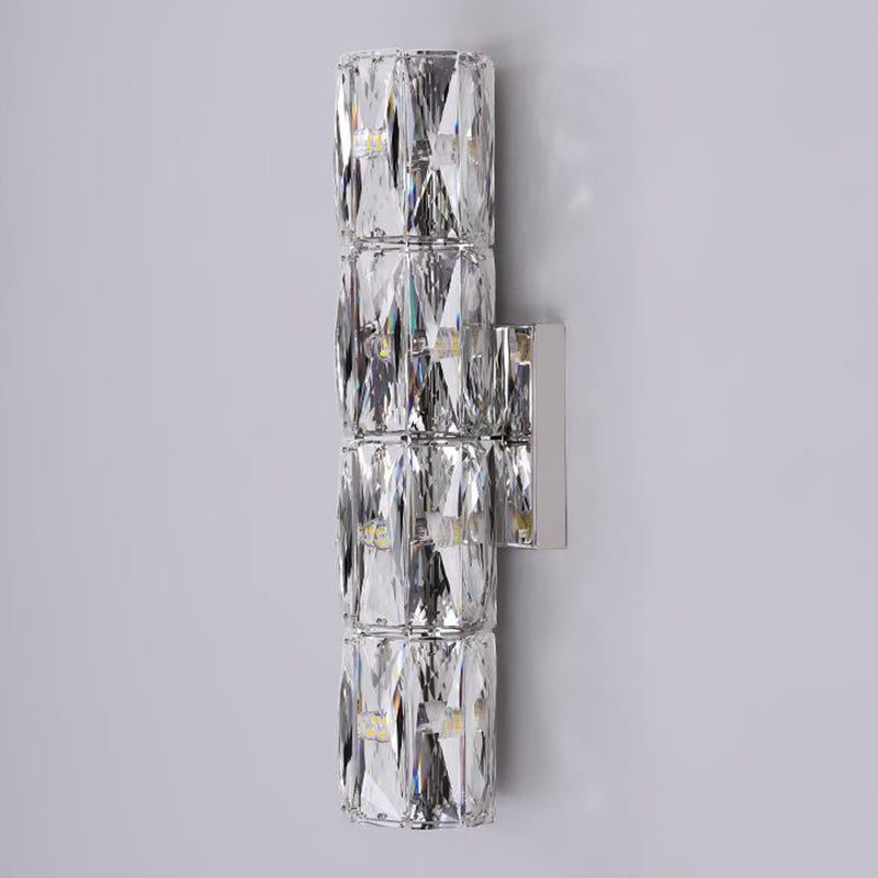 Crystal Cylinder Shape Wall Lighting Modern Style Multi Lights Wall Light Sconce
