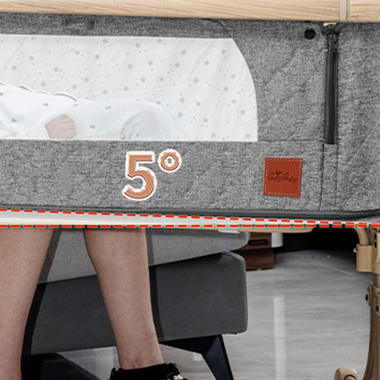 Metal Rectangle Bedside Crib Gliding Folding Crib Cradle for Baby and Toddler