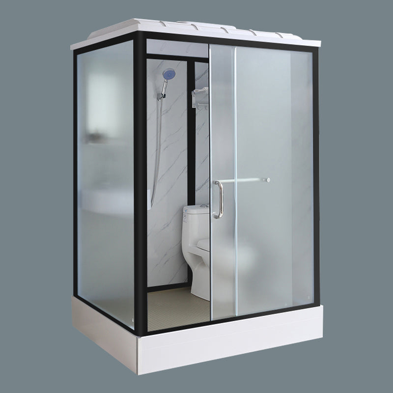 Frosted Tempered Glass Shower Kit with Ceiling and Back Wall Panel