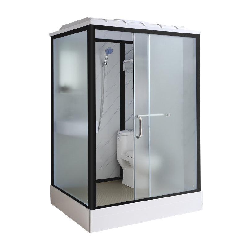 Frosted Tempered Glass Shower Kit with Ceiling and Back Wall Panel